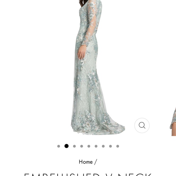 Embellished V Neck Illusion Long Sleeve Gown - size 2 NWT - Picture 2 of 9